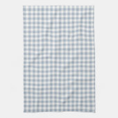 Gingham Pattern Coastal Checkered White Muted Blue Theedoek (Verticaal)