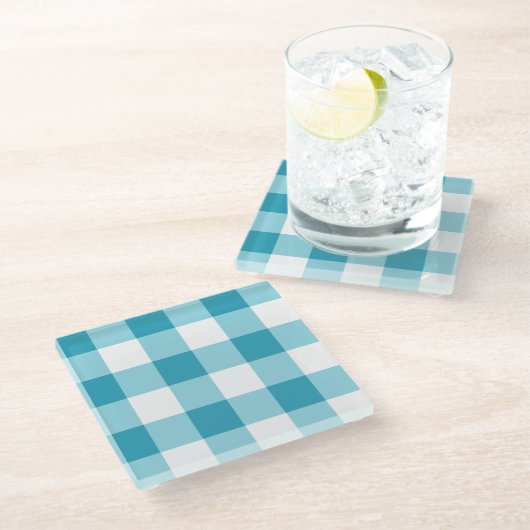 Gingham Pattern Glazen Onderzetter (Schuin)