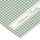 Gingham Pattern in Green with double Family Name Korte Tafelloper (Hoek)