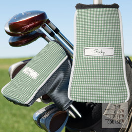 Gingham Pattern in Green with Name Golfheadcover