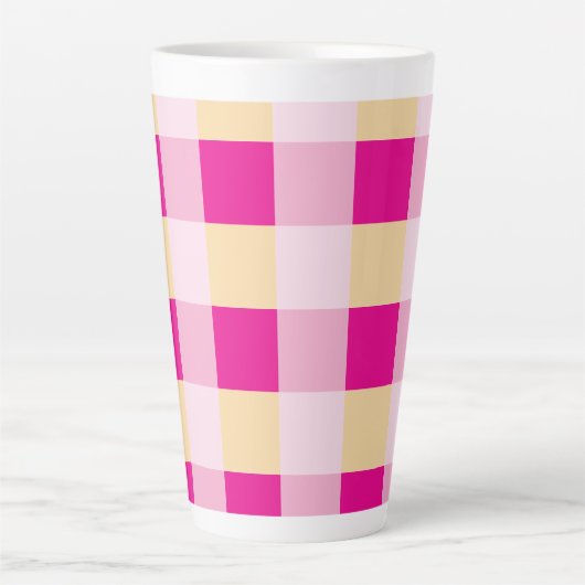 Gingham Pattern Latte Mok (Voorkant)