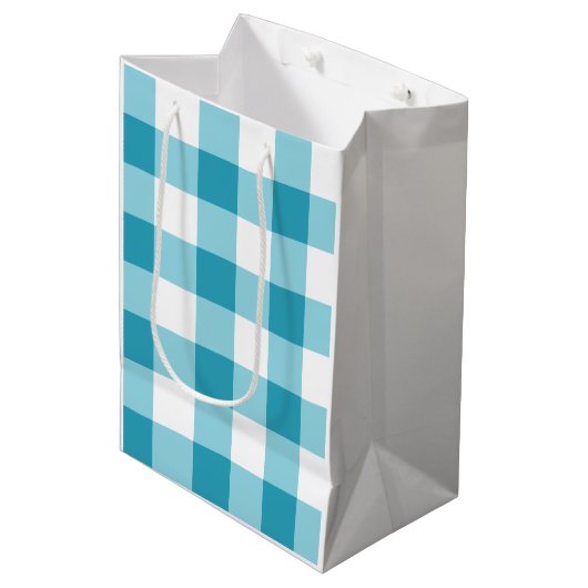 Gingham Pattern Medium Cadeauzakje (Voorkant Gekanteld)
