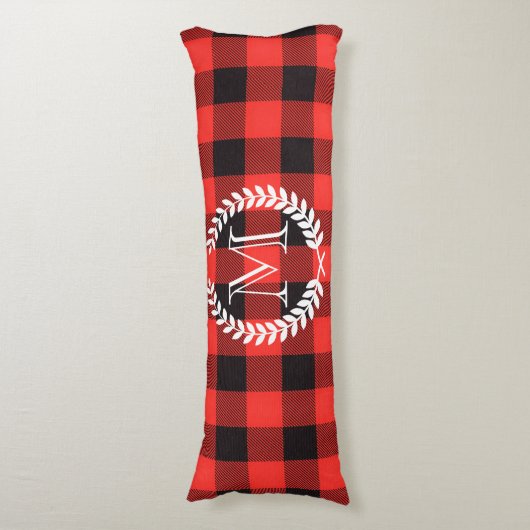 Gingham Pattern Monogram Lichaamskussen (Voorkant Verticaal)