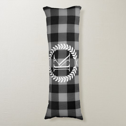 Gingham Pattern Monogram Lichaamskussen (Voorkant Verticaal)