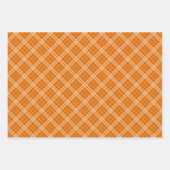Gingham Pattern on Forest Green Oranje Dark Brown Inpakpapier Vel (Voorkant)