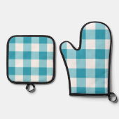 Gingham Pattern Ovenwant & Pannenlap Set (Voorkant)
