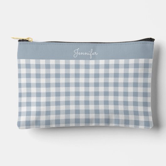 Gingham Pattern Plaid Preppy Check Blue White Name Etui (Voorkant)