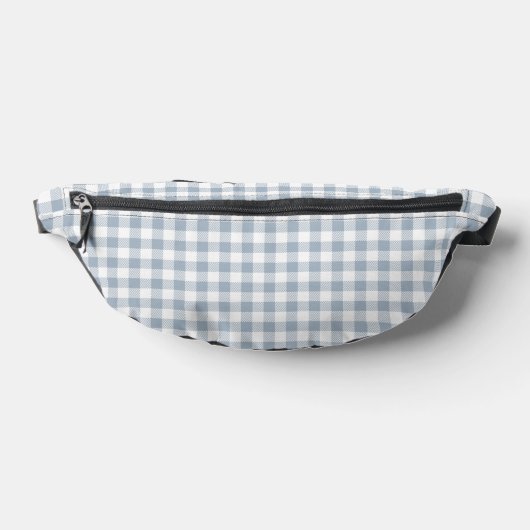 Gingham Pattern Preppy Checkered White Muted Blue Heuptasje (Liggend)