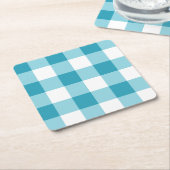 Gingham Pattern Vierkante Kartonnen Onderzetter (Schuin)
