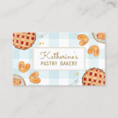 Gingham Pattern Waterverf banketbakker Visitekaartje (Voorkant)