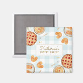 Gingham Pattern Waterverf gebak bakken Bakkerij Magneet (Voorkant / Achterkant)