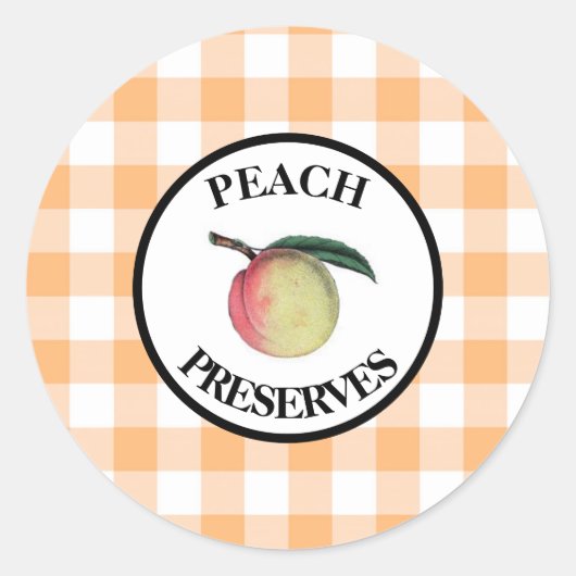 Gingham Peach Preserve Ronde Sticker (Voorkant)