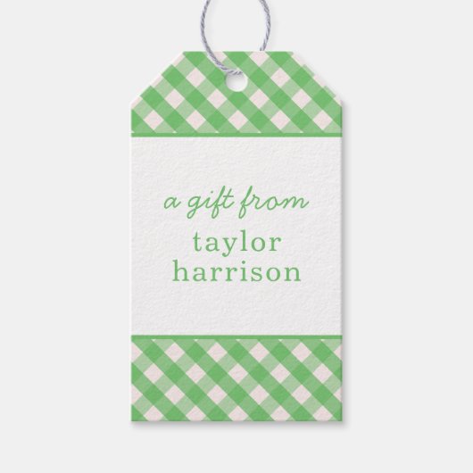 Gingham Persoonlijke Gift-Labels Cadeaulabel (Voorkant)