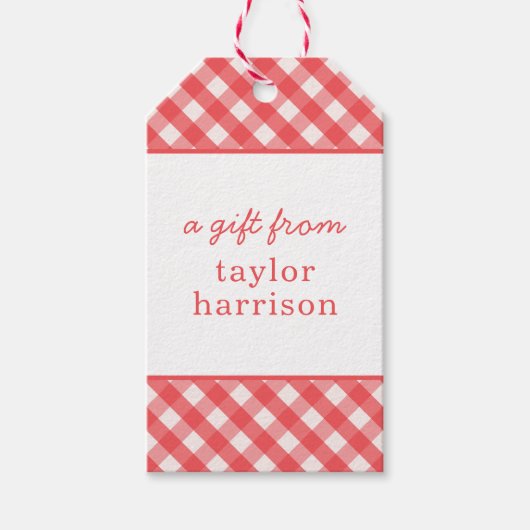 Gingham Persoonlijke Gift-Labels Cadeaulabel (Voorkant)