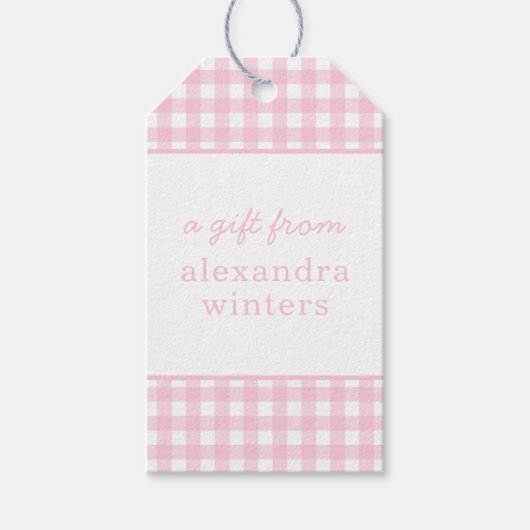 Gingham Persoonlijke Gift-Labels Cadeaulabel (Voorkant)