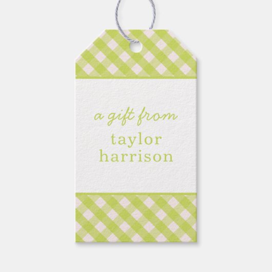Gingham Persoonlijke Gift-Labels Cadeaulabel (Voorkant)