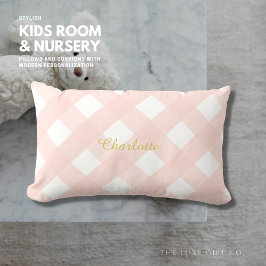 Gingham persoonlijke roze lumbar Pillow-kussen Kussen