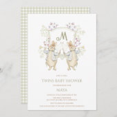 Gingham Peter de Konijn Wapenschild Tweeling Baby  Kaart (Voorkant / Achterkant)