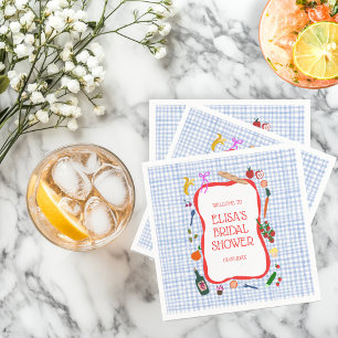 Gingham Picknick Modern Mooie Aangepaste Bruidsdou Servet