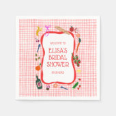 Gingham Picknick Moderne Cute Aangepaste Bruidsdou Servet (Voorkant)