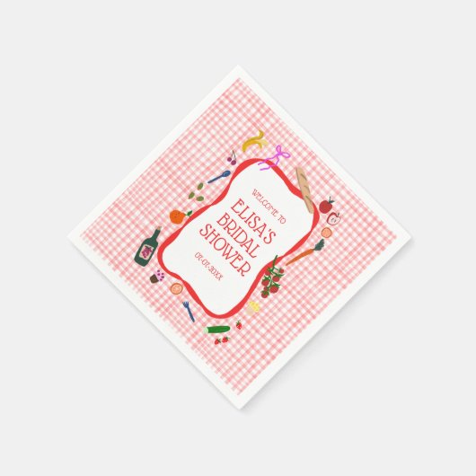 Gingham Picknick Moderne Cute Aangepaste Bruidsdou Servet (Hoek)