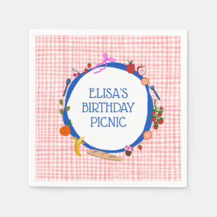 Gingham Picknick Moderne Cute Aangepaste VERJAARDA Servet