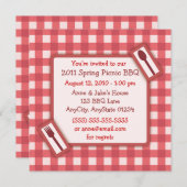 Gingham Picnic BBQ Uitnodiging (Voorkant / Achterkant)