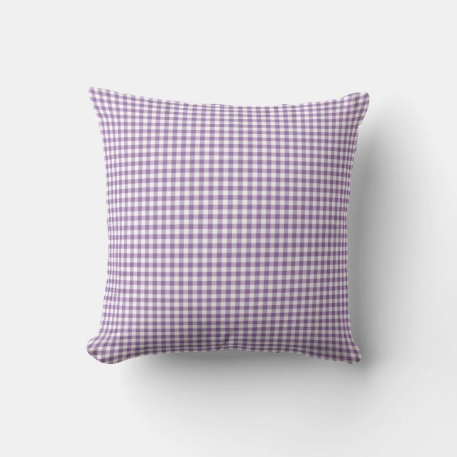 Gingham Pillow in Bellflower Paars Kussen (Voorkant)