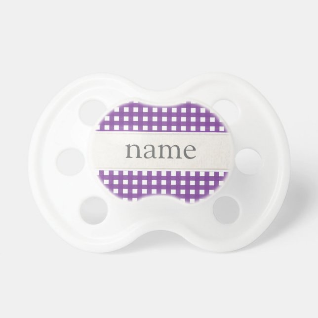 Gingham Plaid Personalized Pacifier Speen (Voorkant)