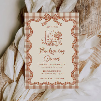 Gingham Plaid Thanksgiving-diner Herfst Kaart