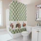 Gingham Plaid Waterverf Bison Buffalo Zuidwest Douchegordijn (In situ)