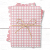 Gingham Polka Dot Pattern Peach Pink Mix en Match Inpakpapier Vel