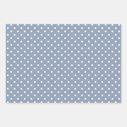 Gingham Polka Dots Dusty Blue Mix en Match Inpakpapier Vel (Voorkant 2)