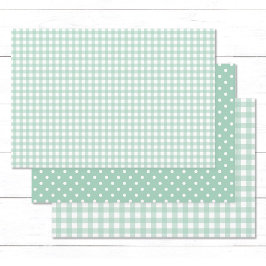 Gingham Polka Dots Pastel Mint Green Mix en Match Inpakpapier Vel