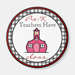 Gingham Pre-K Teacher Magnet Magneet