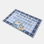 Gingham Psalm 136:3 Geef Bedankt aan de Here Herfs Deurmat (Schuin)