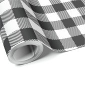 Gingham Pset Black White Rustic Modern Cadeaupapier (Rol Hoek)