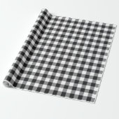 Gingham Pset Black White Rustic Modern Cadeaupapier (Uitgerold)