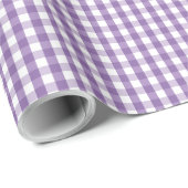 Gingham Pset Paars White Pattern Cadeaupapier (Rol Hoek)