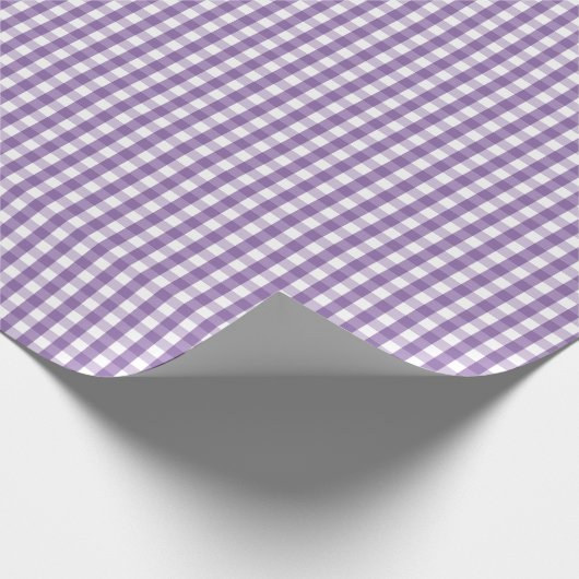 Gingham Pset Paars White Pattern Cadeaupapier (Hoek)