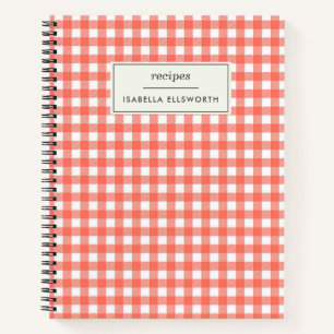  Gingham Pset Red persoonlijk gepersonaliseerd rec Notitieboek