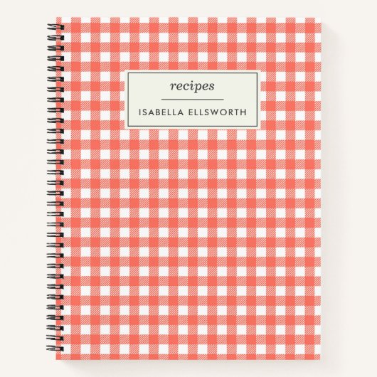  Gingham Pset Red persoonlijk gepersonaliseerd rec Notitieboek (Voorkant)