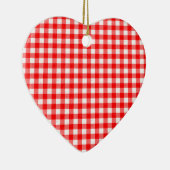 Gingham Red and White Pattern Heart Ornament (Rechts)