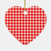 Gingham Red and White Pattern Heart Ornament (Achterkant)