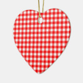 Gingham Red and White Pattern Heart Ornament (Links)