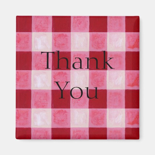 Gingham Red Bedankt Magneet (Voorkant)