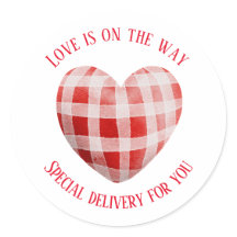 Gingham Red Heart 'Liefde is onderweg'