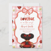  Gingham Red Ladybug Baby Shower Invitation (Devant)