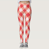 Gingham Rode en Witte Kerstmis Leggings (Voorkant)