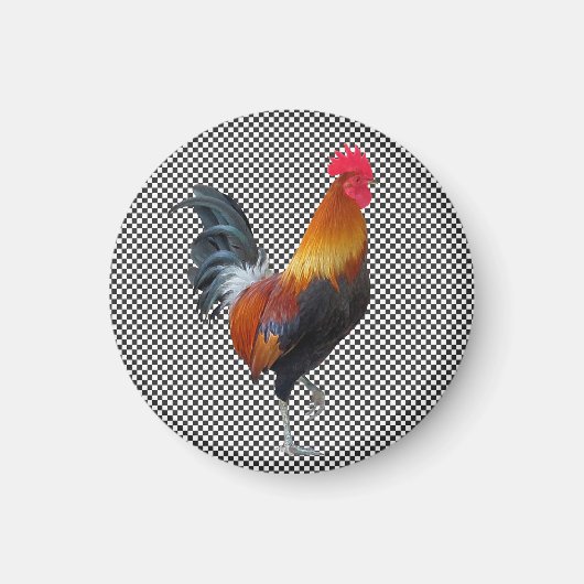Gingham Rooster Magnet Magneet (Voorkant)